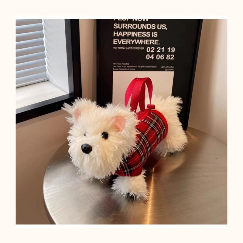 Niedliche West Highland Welpenpuppe Tasche Cartoon Plüschpuppe Puppe Umhängetasche Schulter Tragetasche Mädchen Geschenk