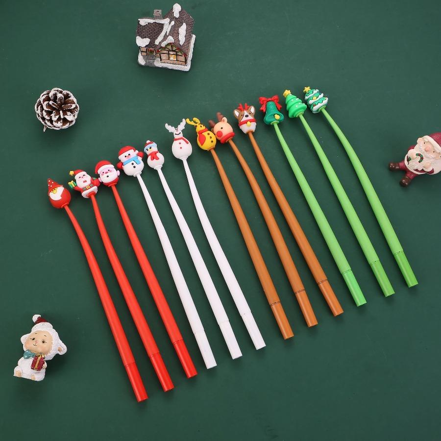 40Pcs Christmas Silicone Rocking Pens, Cartoon Snowman Santa Claus Student Stationery Holiday Gifts,Christmas Party Favors Office School Supplies