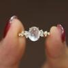 The Same Ring, Imitation Moonstone Light Luxury French Court Ring Exquisite Geometric Ring Women