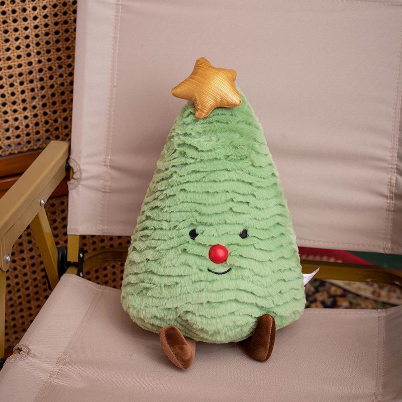 Festive Christmas Tree & Gingerbread Man Plush Cushion, New Year Gift & Wreath