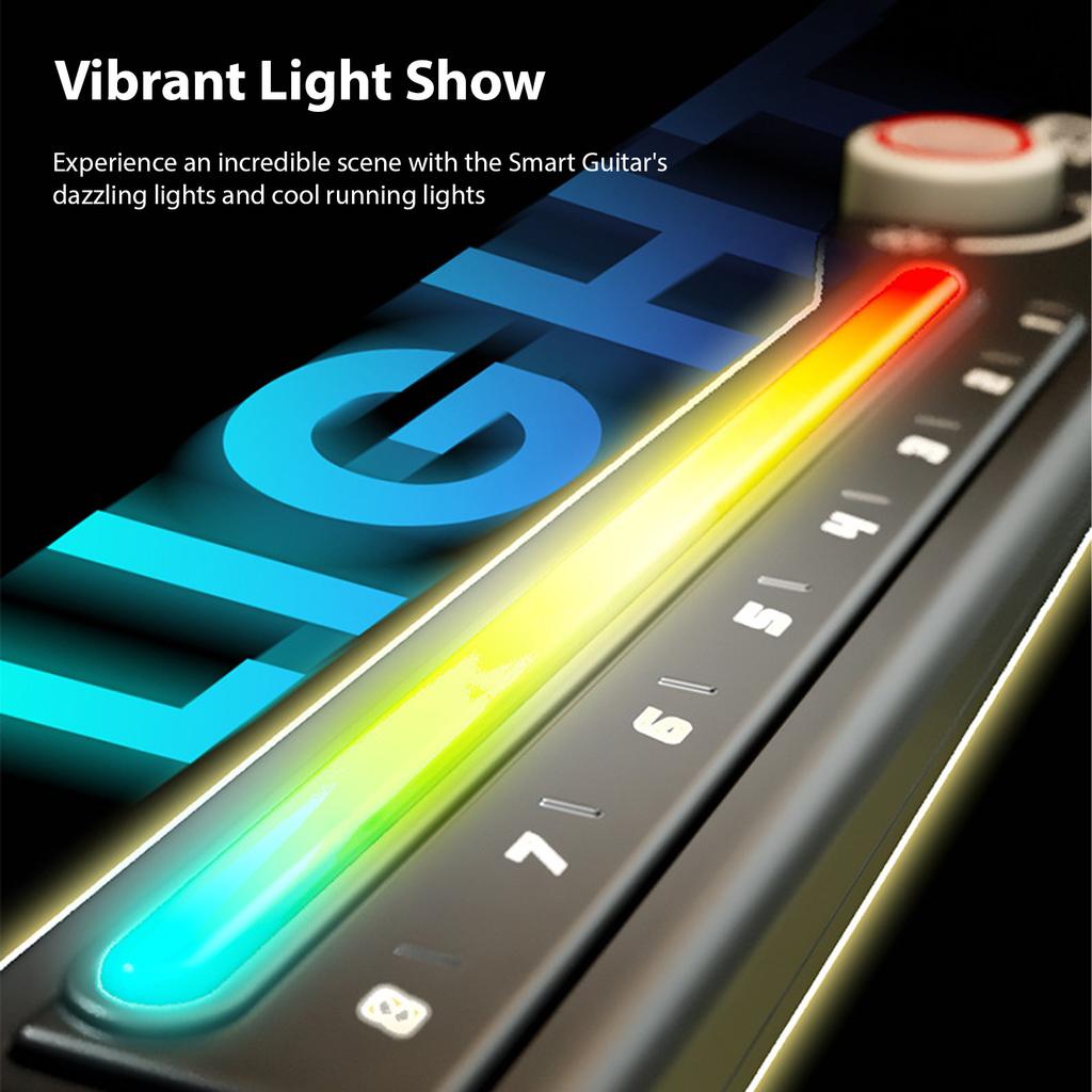 Smart Guitar DJ Controller with LED Lights BT 5.0 Rechargeable Bass Folding Portable Stringless Guitar Music Instrument for Kids