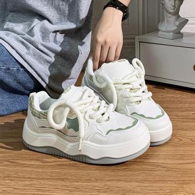 Girls Autumn Thick Sole White Shoes Trendy Casual Flat Sneakers Comfortable Platform Skate Shoes For Kids