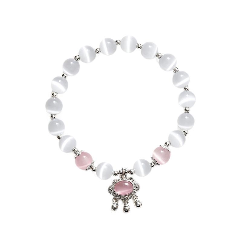 White Cat's Eye Bead Bracelet - Women's Luxury Sweet Fresh Friendship Jewelry