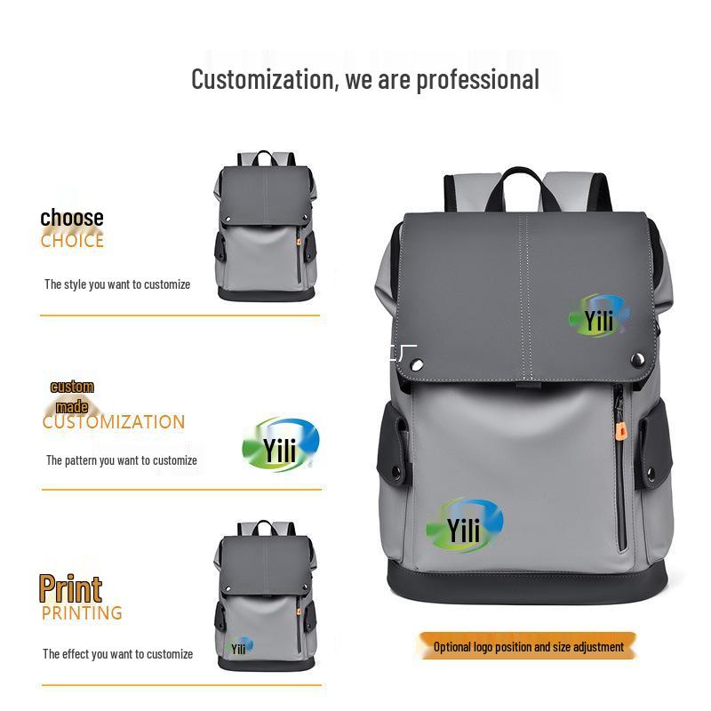 Men's Large Capacity PU Leather Travel Backpack with Functional Workwear Design