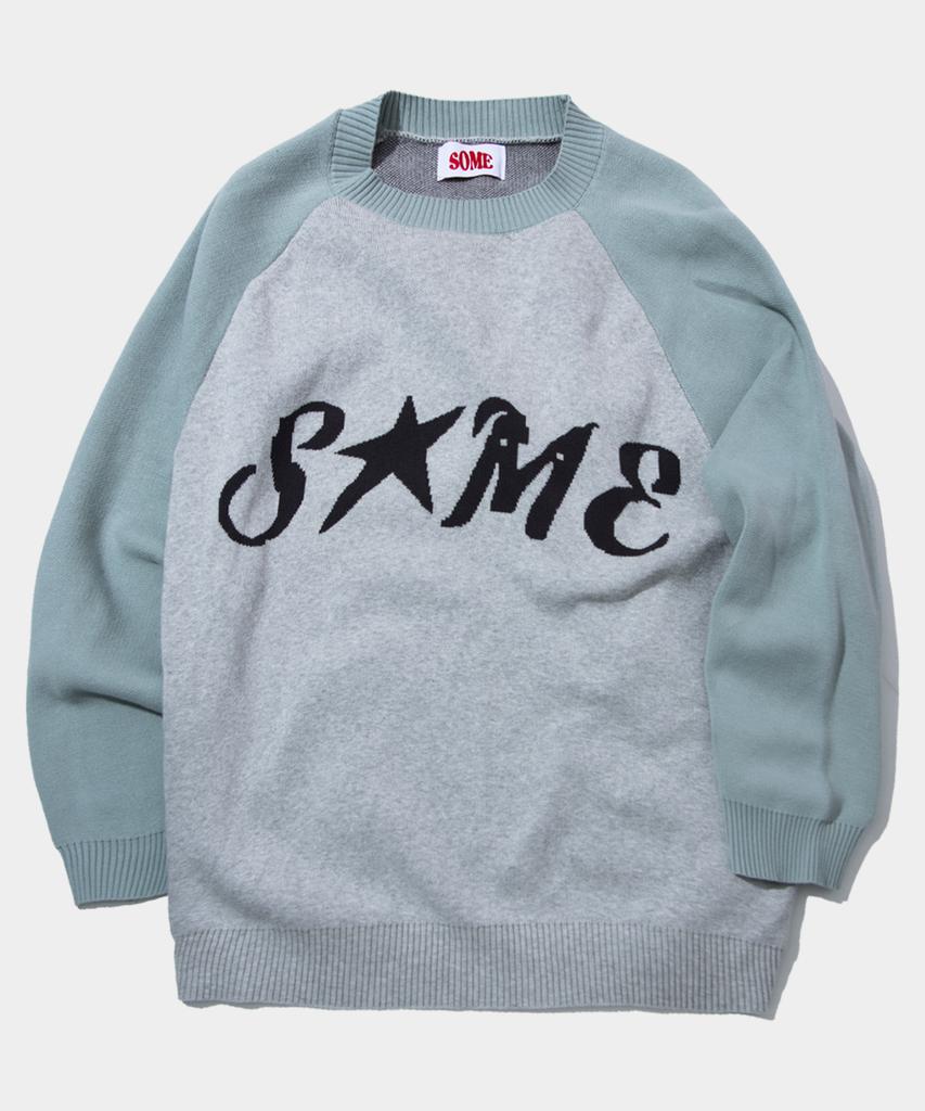 SOME PLACE Raglan Some Lettering Logo Graphic Oversized Long Sleeve Knit_ 3 Colors