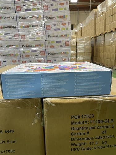 PicassoTiles 100 Piece Set 100pcs Magnet Building Tiles Clear Magnetic 3D Blocks Construction Playboards, Creativity Beyond Imagination, Inspirational