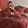 Retro Cotton Four-Piece Set: Yarn-Dyed Jacquard Bed Sheet & Duvet Cover for All Seasons