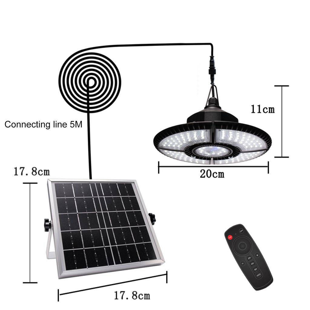 136LEDs Solar Pendant Lamp Garage Light Indoor Outdoor Hanging Lights with Remote Controller IP65 Waterproof  for Shed