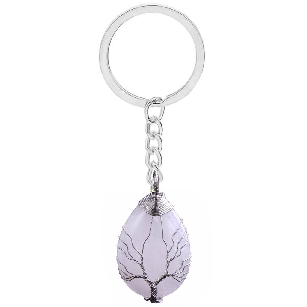 Waterdrop Life Tree Keychain Handmade Wire Wrapped Keychain Personalized Jewelry for Men Couple Family Keychain Pendant