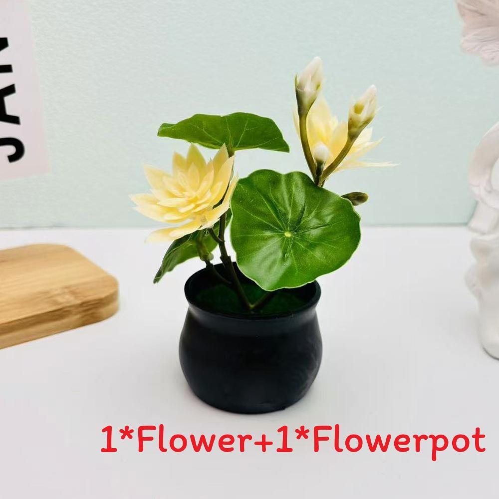 Lotus Plastic Potted Green Plant Potted Plant For Home Living Decor Room
