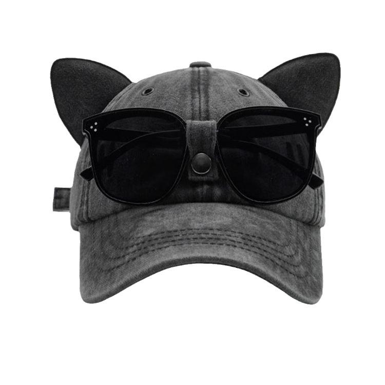 

Унисекс милые кошачьи уши украшения бейсболки уличные регулируемые индивидуальные очки шляпа-авиатор повседневная солнцезащитная шляпа One Size