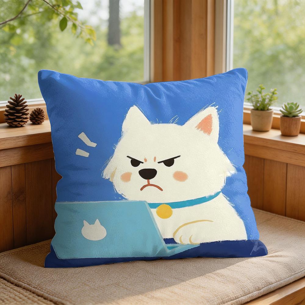 Hard Work Animal Cute Cushion Cover Silky Short Plush Invisible Zipper Dustproof Sofa Pillow Case For Home Decor