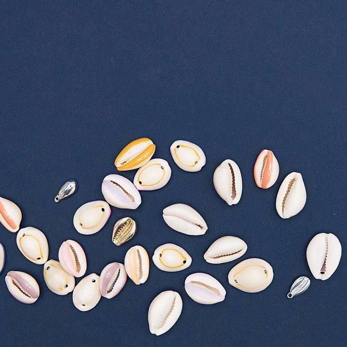 6 Perles - Coquillages or - 2 perforations