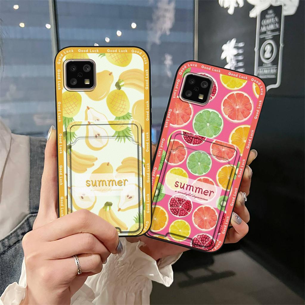 Silicone Cute Phone Case For Sharp Aquos Sense4 4G/Sense 5G Shockproof Back Cover Protective Durable Card Slot Graffiti