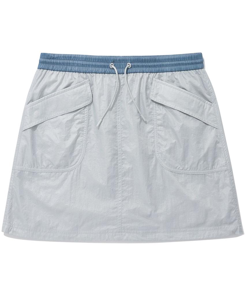 Covernat Woman Silky Nylon Balloon Mini Skirt Light Gray