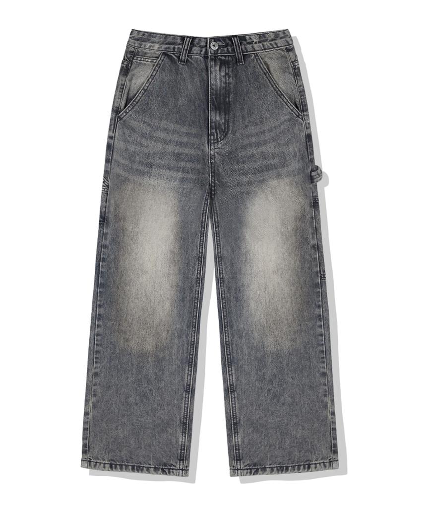 Wenil Noir Carpenter Balloon Wide Washed Denim Pants 4 Colors [Wald_3018] (B Type)