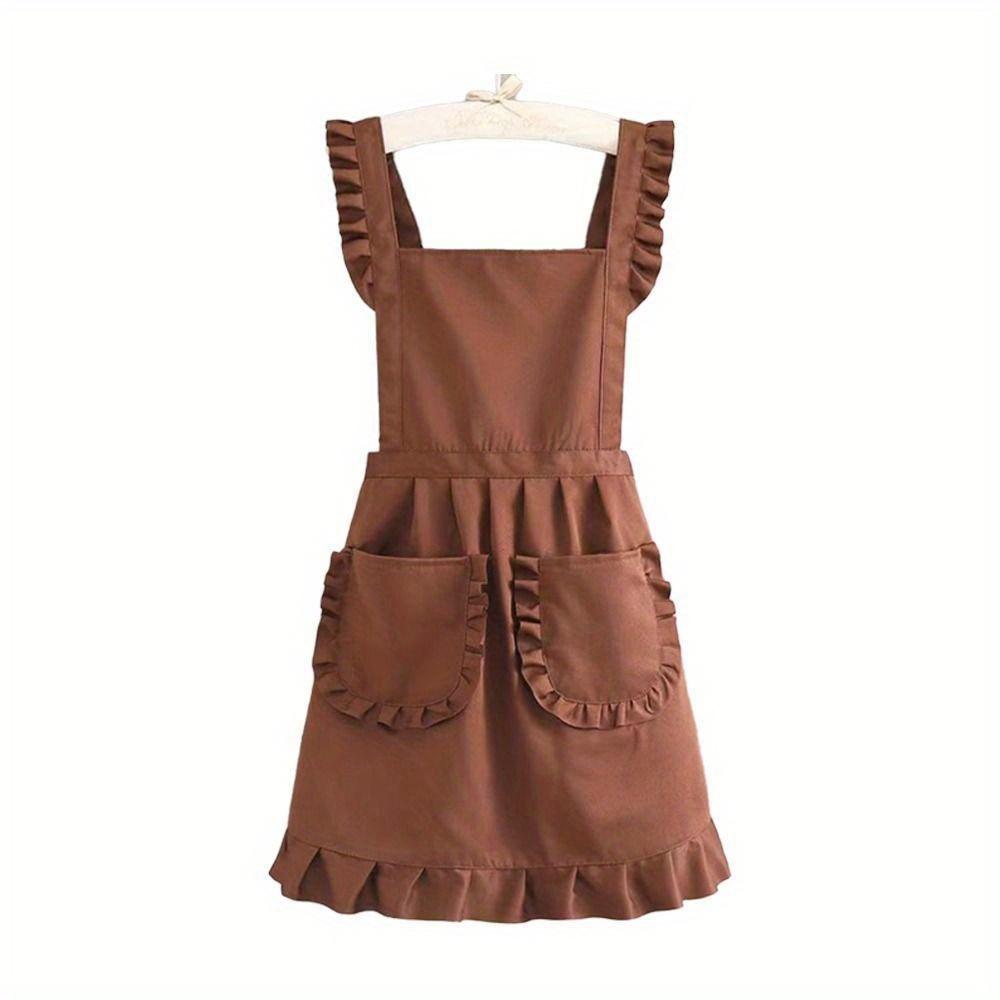 Lovely Cotton Lace Aprons Waterproof Cross Back Cooking Aprons Large Pockets Cute Art Painting Apron for Florist Shop