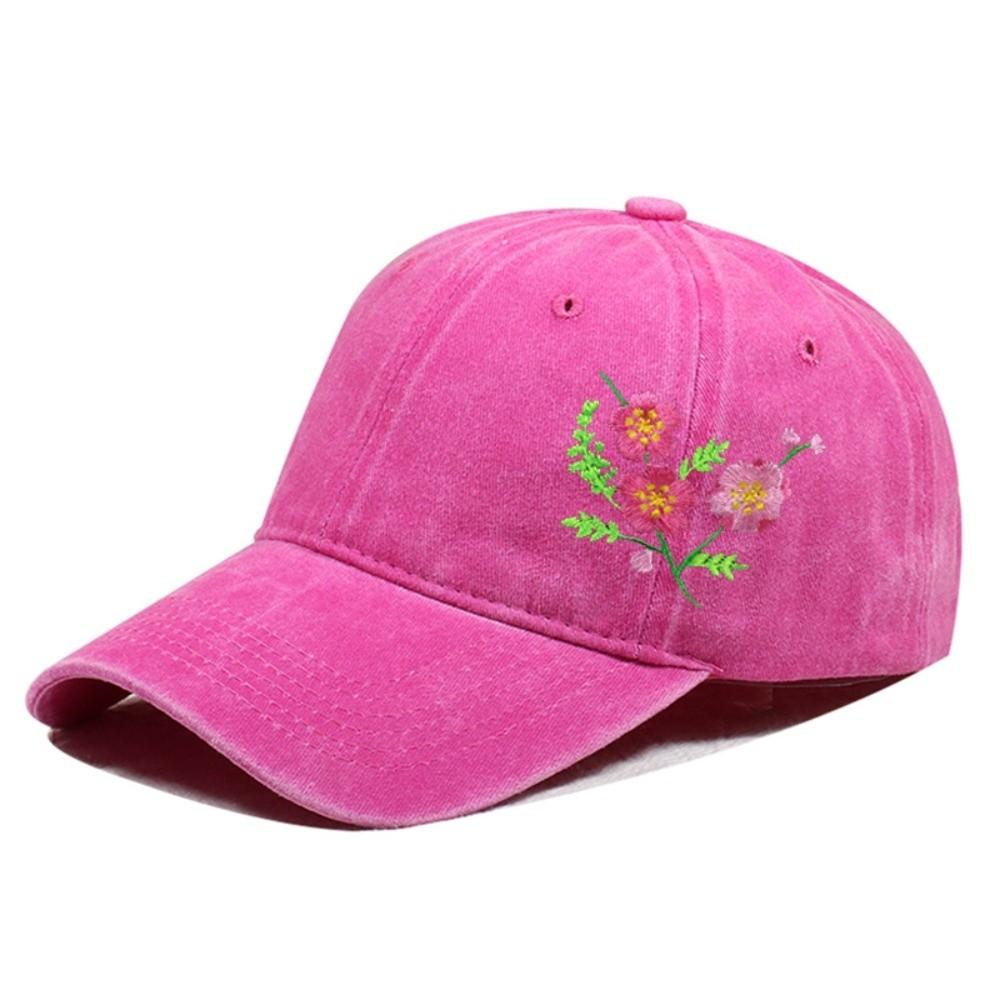 Retro Floral Embroidery Baseball Cap Washed Cotton Adjustable Peaked Cap Casquette For Man Women