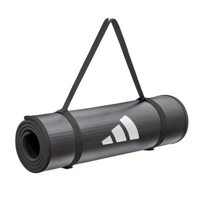 Adidas Training Mat/Fitness/Yoga, 10mm Thick, Wide, Durable, Non-Slip, with Carry Strap, ADMT-12235BK, Black