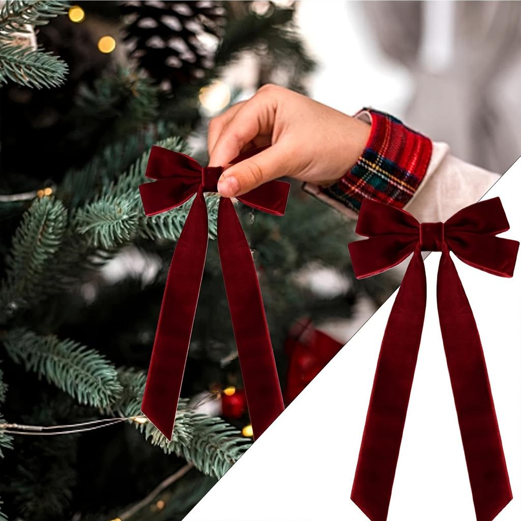 Ornamenti Fiocco di Velluto Beige di Natale Ghirlanda Albero Festivo Decorazione Carta da Regalo Decorazione Festa di Natale Fornitura Ornamenti