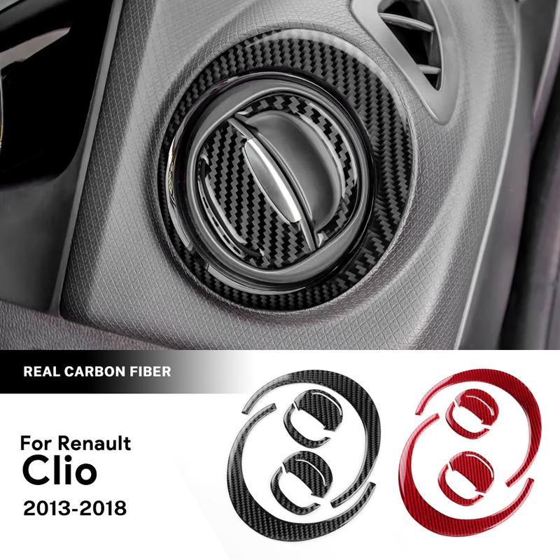 Carbon Fiber Modified For Renault Clio 4 2013-2018 Car Air Conditioner Vent Outlet Sticker Trim Cover Auto Interior Accessories