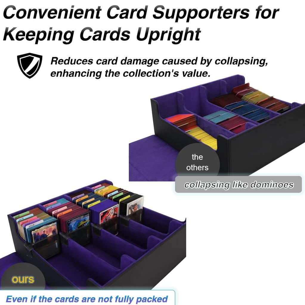Deck Case Trading Card Case Card Storage Box Card Case Trading Card Storage Divider Board with Card Stopper with Pokeka MTG Various Card Purple 4