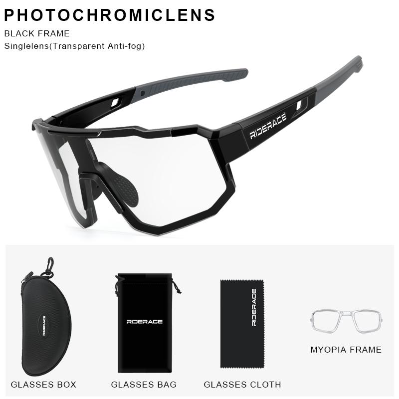 RIDERACE Cycling Sunglasses Photochromic For Men Women Sun Glasses MTB Mountain Bike Eyewear Sports Road Bicycle Goggles UV400