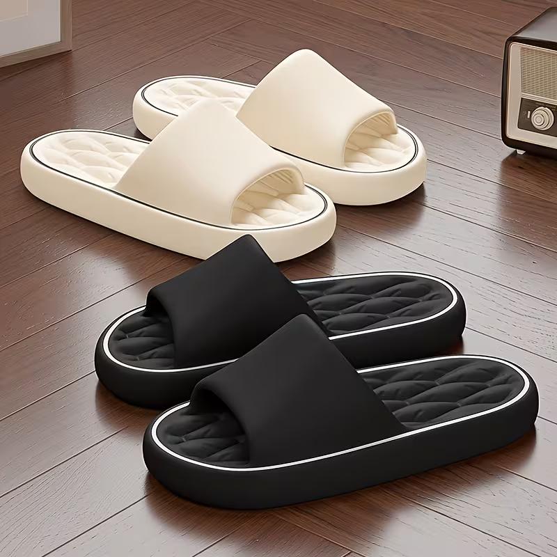 Unisex Solid Colour Open Toe Breathable Slippers, Comfy Non Slip Casual EVA Slides For Men's & Women's Indoor Activities
