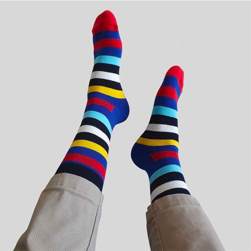 High quality geometric pattern men's socks irregular polka dot casual calf socks