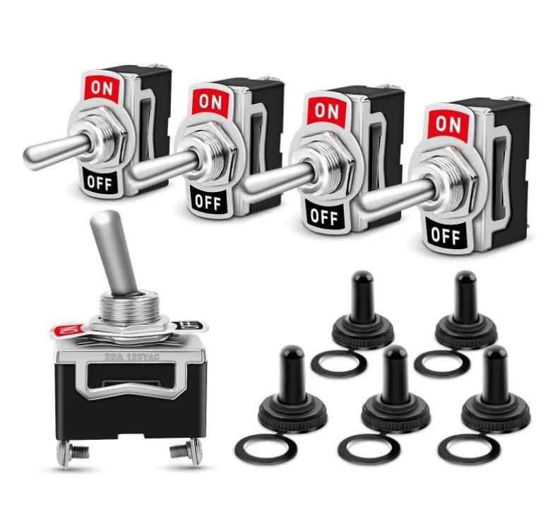 5Pcs Heavy Duty Car Boat Rocker Toggle Switch 15A 250V 2Pin SPST ON/OFF Rocker Switches with Waterproof Boot Spst Rocker Switch