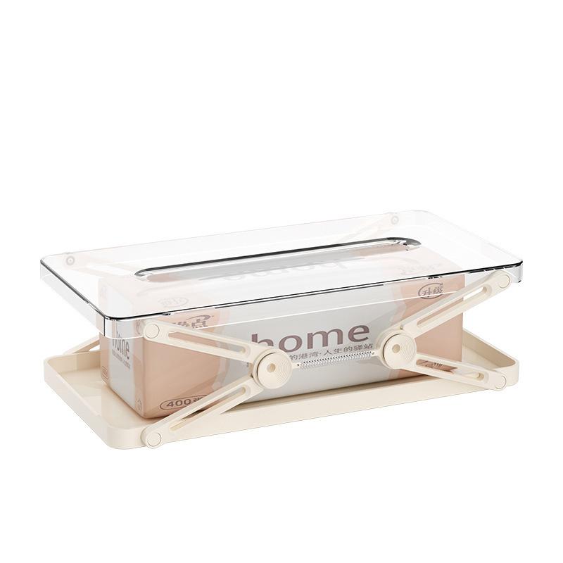 Adjustable Tissue Box Plastic Clear Desktop Tissue Paper Case With Spring Office Tabletop Fashion Creative Tissue Box