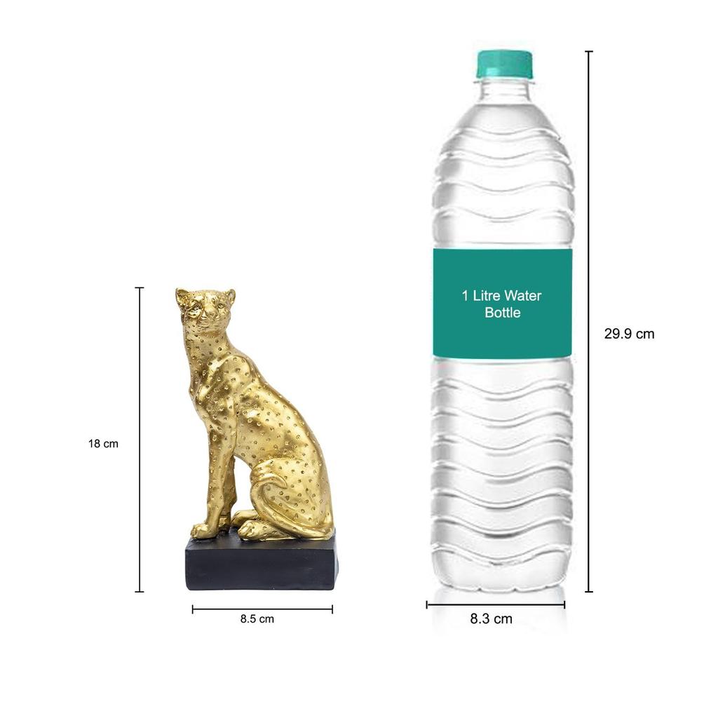 Decorative Golden Cheetah Statue | Luxury Animal Showpiece for Home, Office, Living Room, Table & Study Desk
