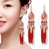Bohemian Colorful Feather Tassel Earrings For Women Ethnic Beads Drop Statement Hanging Earrings Girls Fashion Jewelry Gift