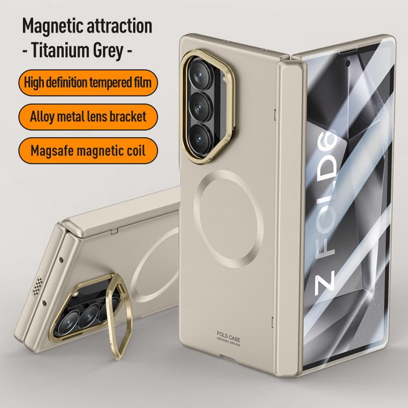 

Magsafe Magnetic With Privacy Tempered Glass Flim Full Protect case For Samsung Galaxy Z Fold 6 Fold6 Spring Hinge Holder Cover For Z Fold 6