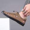 Summer New Men's Leather Sandals Leather Breathable Hole Shoes Hollow Men's Casual Leather Shoes Men's Shoes Trade Shoes