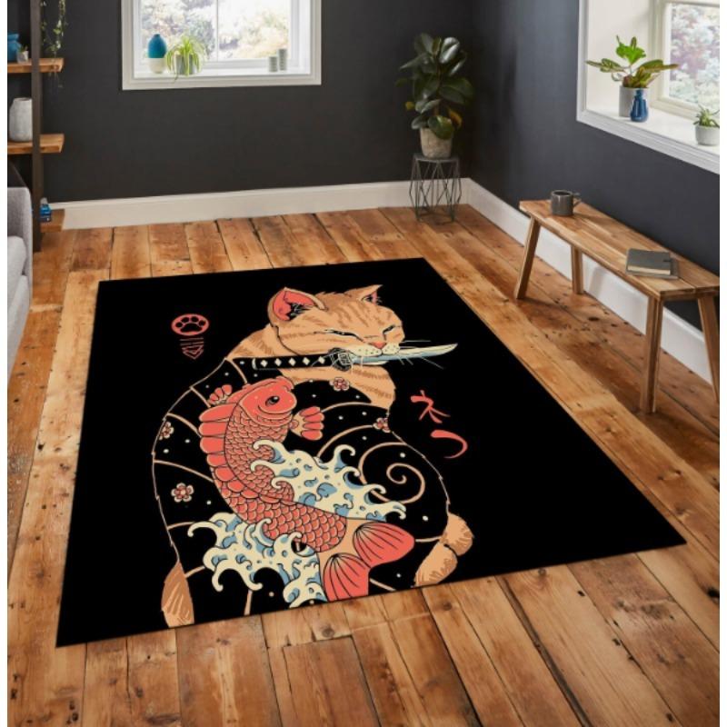Moonlight Garden Rug with Celestial Motifs Featuring A Crescent Moon Dragonflies Nature-inspired Rug for Living Room and Bedroom