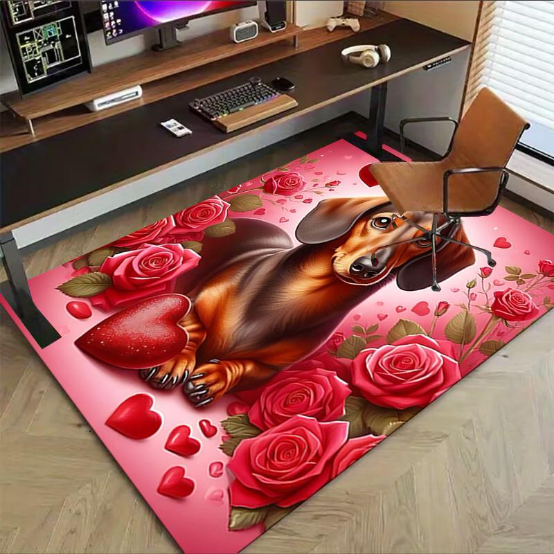 1PC Dachshund Hearts Extra Large Non Slip Floor carpet, Office, family, bedroom Large Area Rug Indoor Rugs, Vibrant Colors