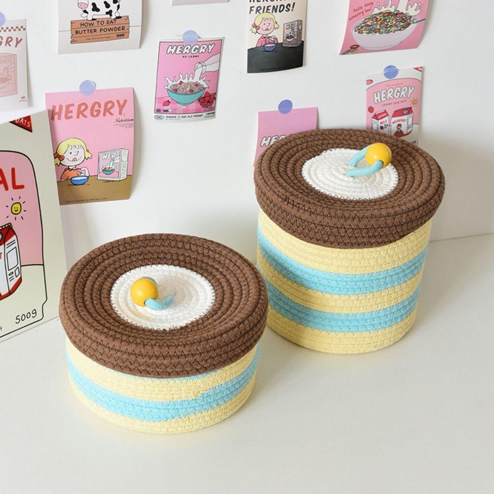 Macaron Color Ins Desktop Storage Box Cotton Thread Sundries Storage Organizer  Home