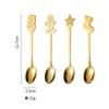 4Pcs Christmas Gift Elk Christmas Tree Dessert Spoon Cutlery Spoon Set Fruit Coffee Spoon Cutlery Wed Christmas Gift