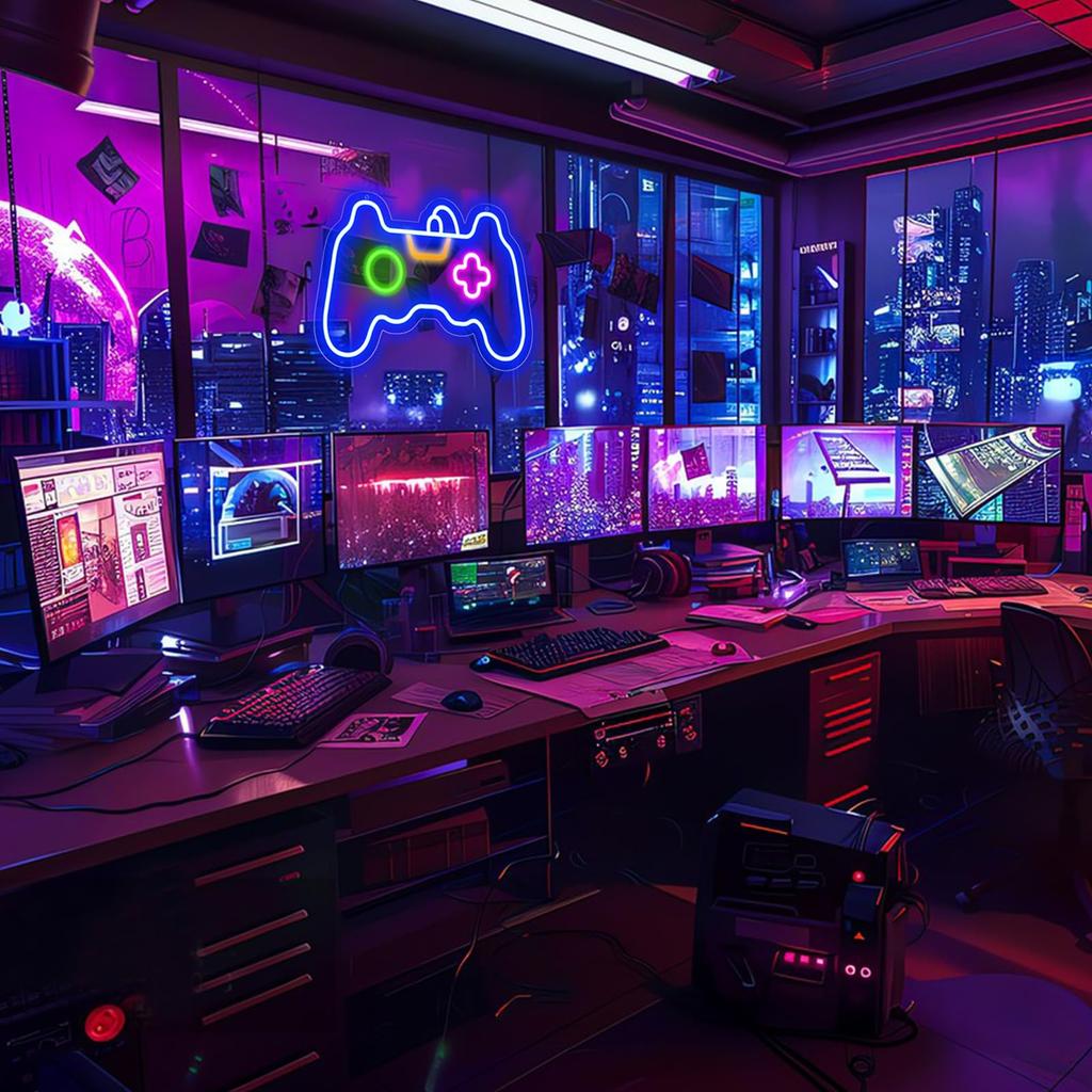 Gamer Neon Gamepad Shaped LED Sign for Gamer Room Decor, Game Neon Light for Teen Boy Room Decor, Best Gamer Gifts for Boys Kids