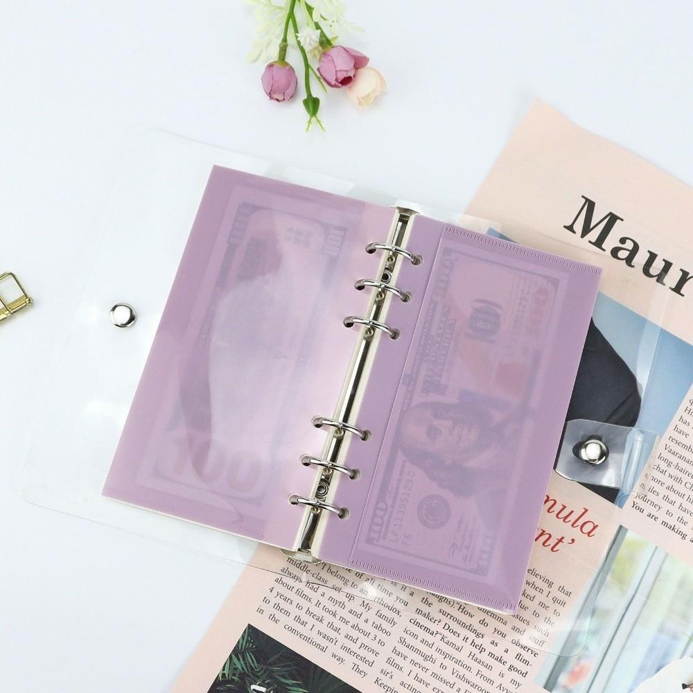 5pcs PP 6 Hole Budget Binder Pockets Transparent Cash Envelope Inserts  Students