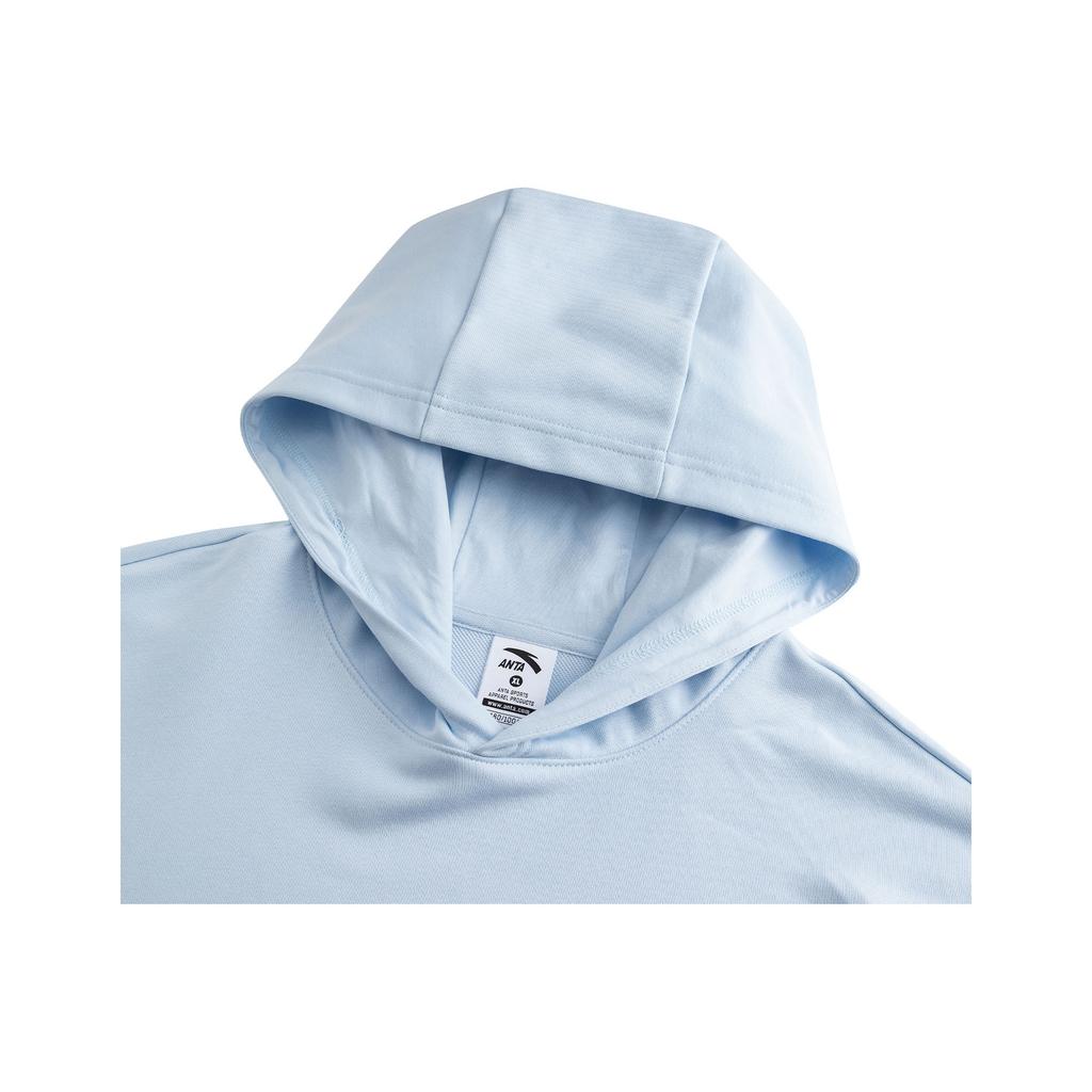 Anta Hooded Campus Casual Loose Sports Fashion Versatile City Commuting Knitted Couple Sweatshirt Unisex sweatshirt Frosted-Blue 972618705-8