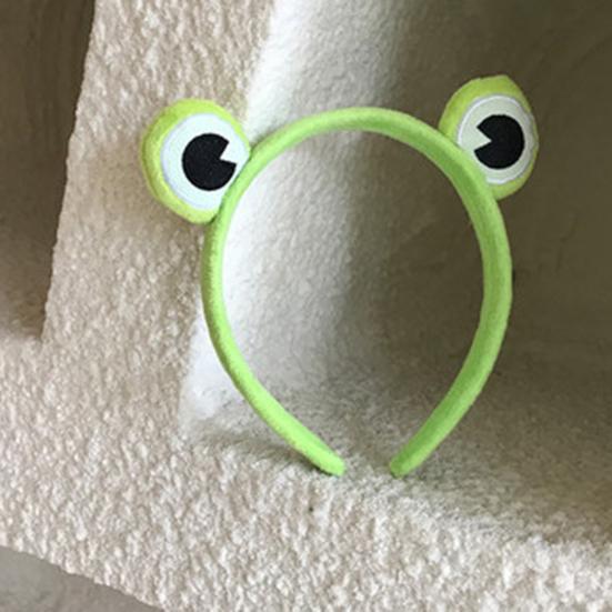 Women Headband Soft Coral Velvet Headband with Anti-Slip Teeth Cartoon Frog Design Elastic Hair Hoop Hair Fixing Hair Accessory