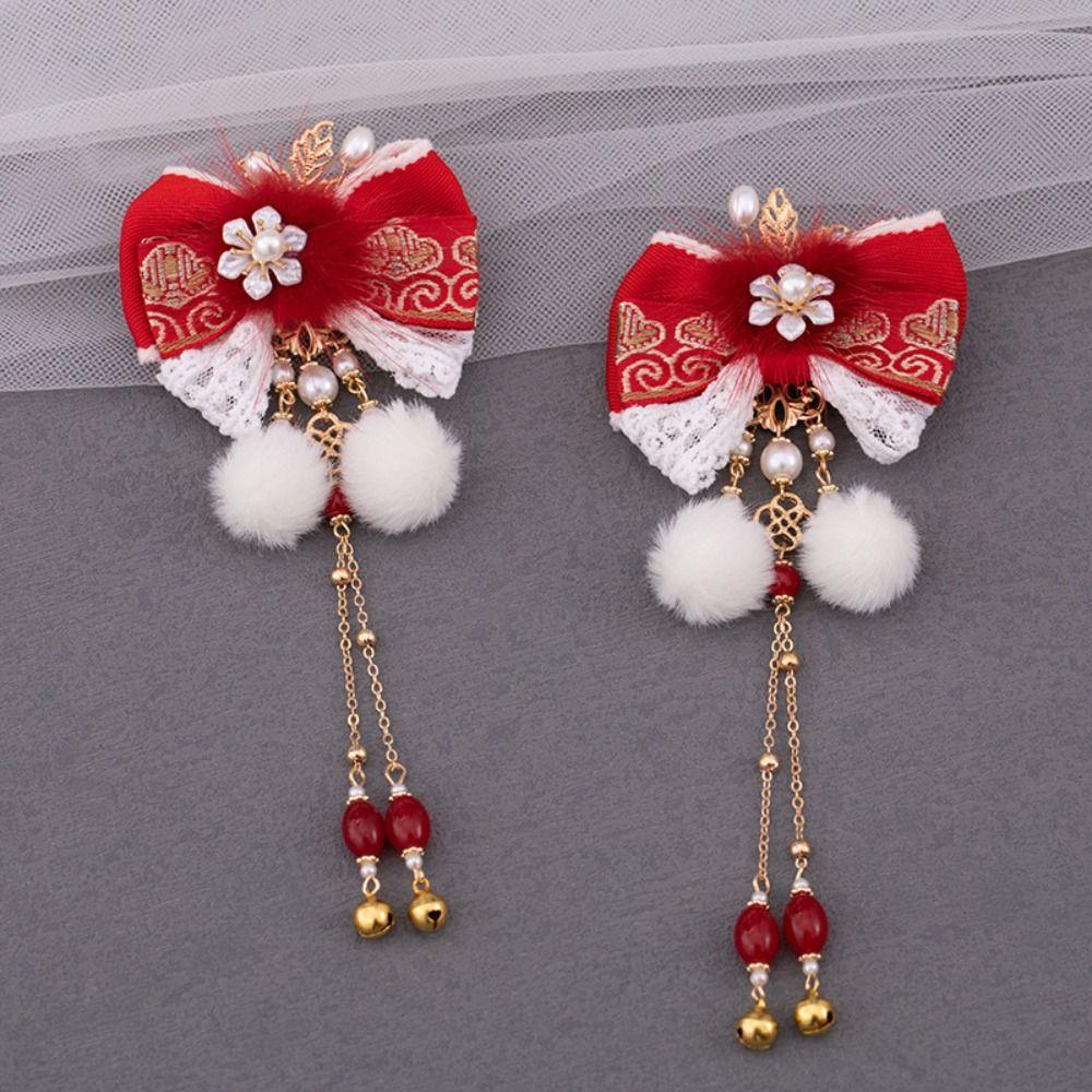 Vlasové doplňky Čínský styl Spona do vlasů Hanfu Čelenka Červená mašle Spona do vlasů Děti