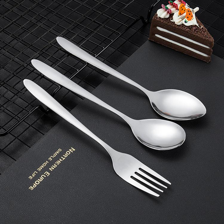 Bare solid color stainless steel spoon Yuan household eating spoon stirring spoon coffee spoon tableware set