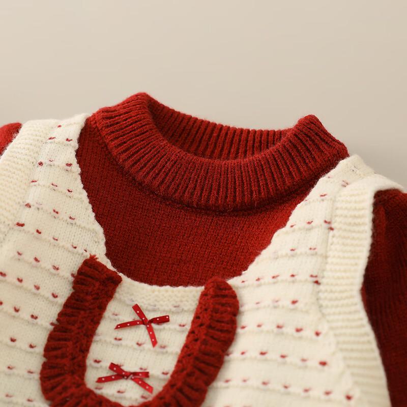 MOMOCO Girls' Winter Sweet Bow Layered Sweater