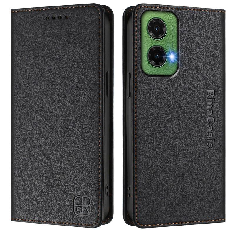 Luxus Anti-Diebstahl-Geldbörse Flip-Cover-Telefonkasten für Motorola MOTO G15 G05 G35 G55 G75 G85 G45 5G Ledertaschen einfarbig Coque