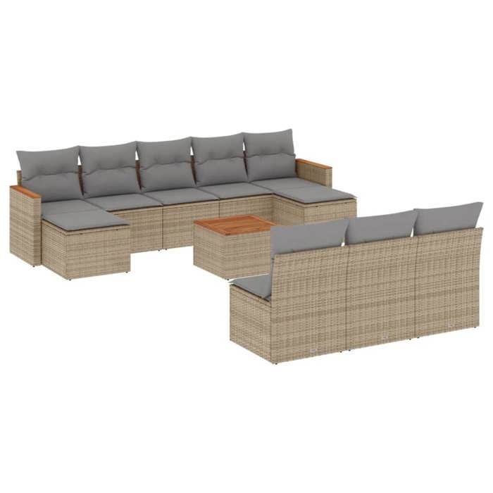 VidaXL Garden Lounge Set with Cushions 11 Pcs, Patio Sofas, Patio Furniture Set, Outdoor Furniture, Beige 3258797