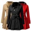 Women Trench Coat Double Breasted Belt Autumn Winter Korean Style Slim Lapel Overcoat for Office