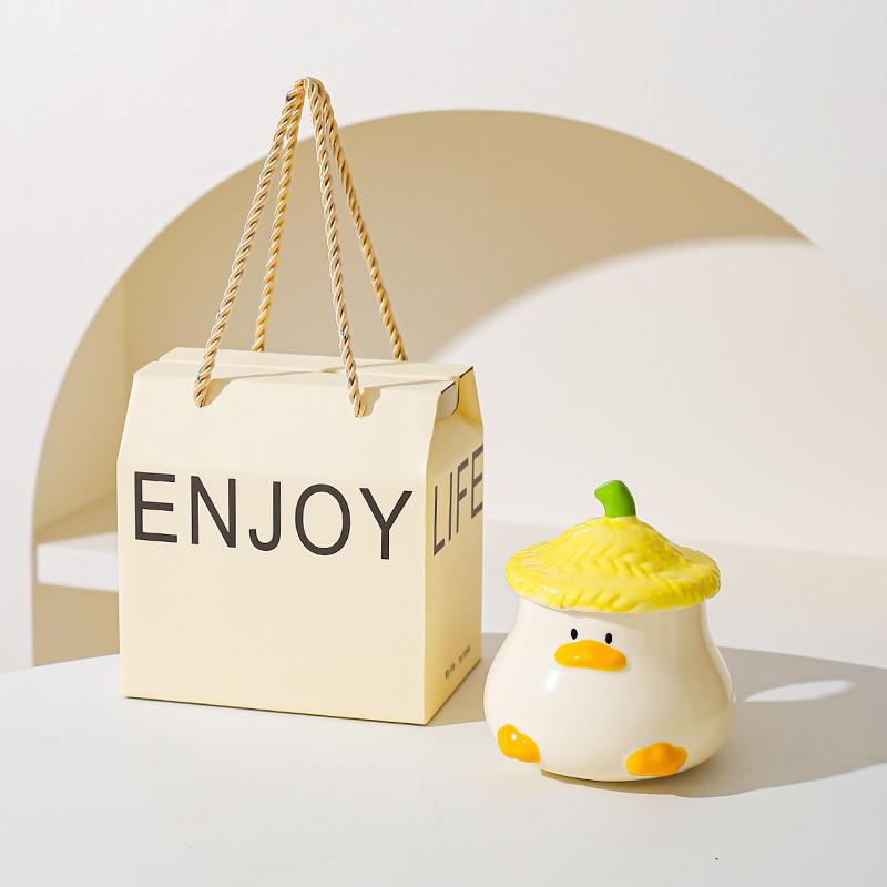 Cana Ceramică Creativă Drăguță Rață Suvenir Aspect Înalt Drăguț Animal de Companie Personalitate Desen Animat Ceașcă de Cafea Cană Înaltă